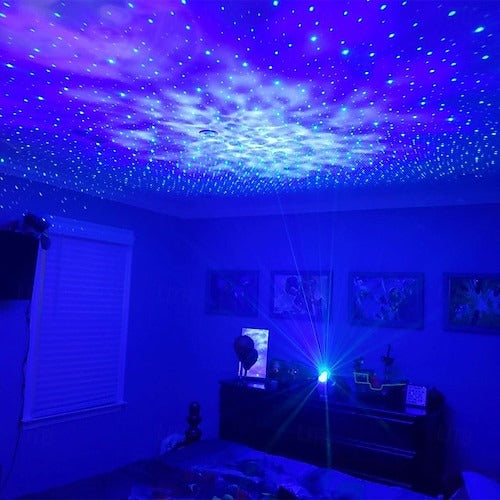 🌟 Ilumina tu espacio y disfruta tu música. Parlante con luces de galaxia, Bluetooth y radio FM